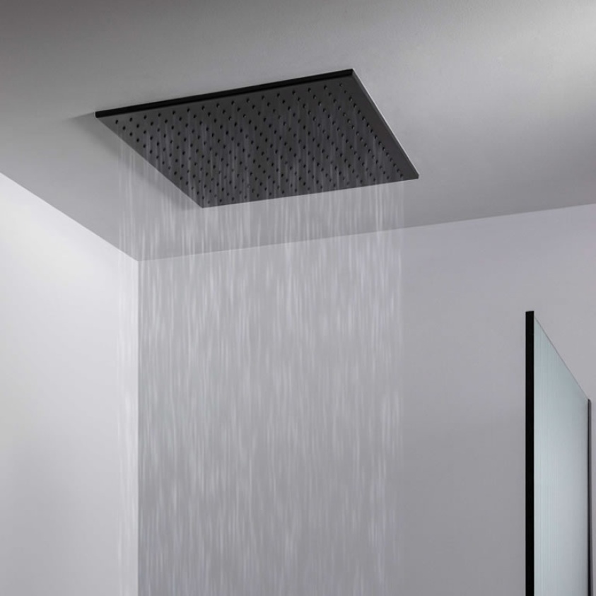 Lifestyle image of JTP Hix Matt Black 400mm Shower Head